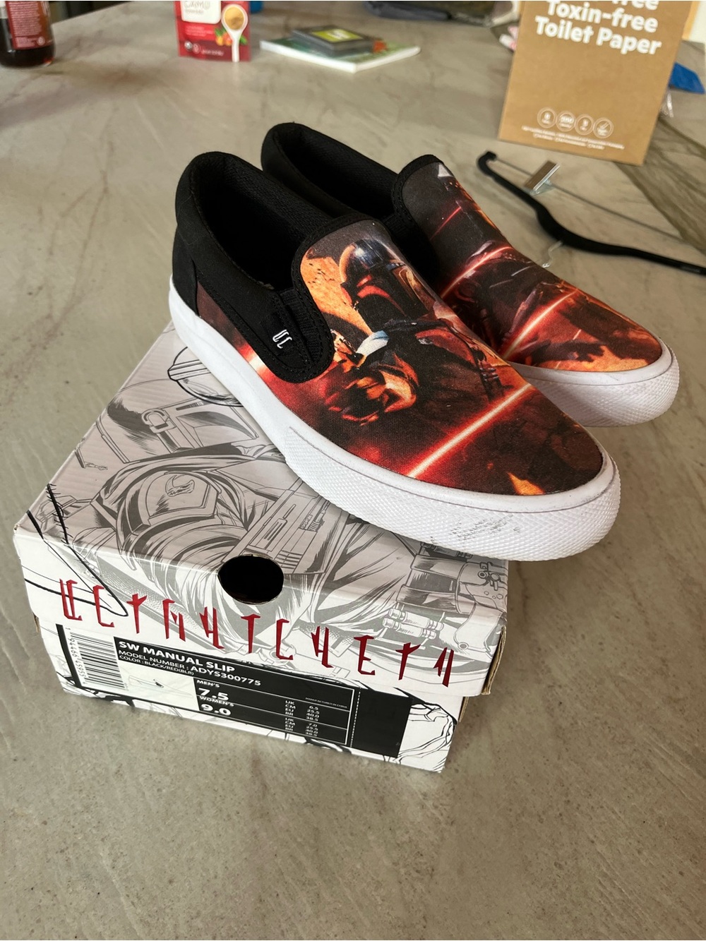 DC Black and Orange Graphic Slip-On Loafers